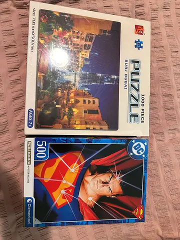 Two Jigsaw Puzzles (1000-piece Burj Dubai + 500-piece Superman)