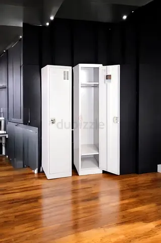 White Metal Storage Lockers - Set of 2, Good Condition