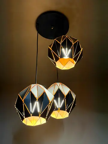 Modern Triple Geometric Wall Light – Black  Gold