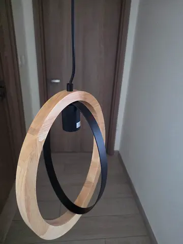 Modern wooden ring pendant light — minimal LED chandelier