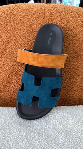Hermes tan/blue suede chypre