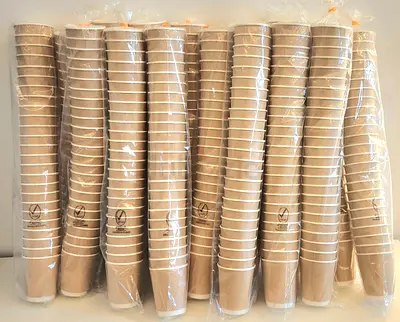8oz Disposable Ripple Paper Cups - 16 Sealed Packs (400 Total)
