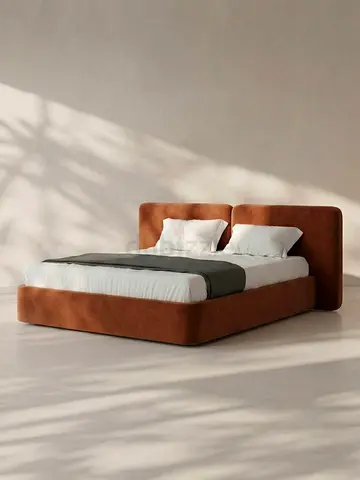 Modern Upholstered Queen Bed Frame in Brown Brand New