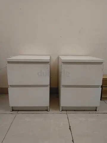 Pair of white bedside cabinets / nightstands - simple design