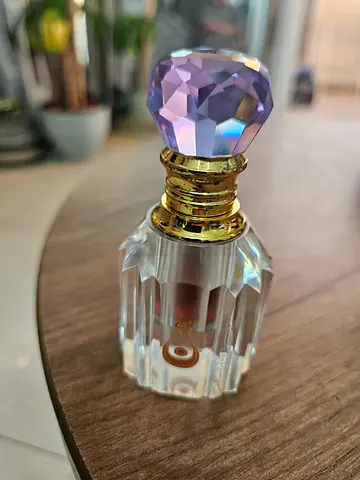 Vintage Mini Crystal Oud Bottle with Purple Faceted Stopper