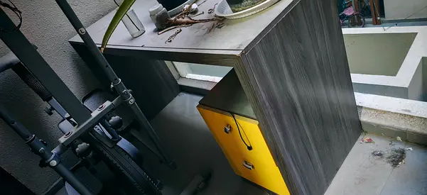 Free Study desk with storage drawer, Sofa  Eliptical workout machine