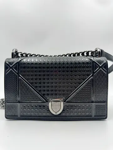 Dior Silver Patent Leather Small Diorama Shoulder Bag