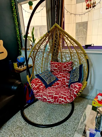 Swing/Hanging Egg Rattan Chair with Cushions - Single Seater