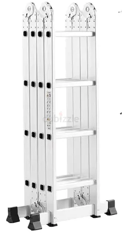 Multi-position 4x4 Aluminum Folding Ladder - Compact, Heavy Duty