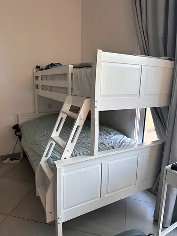 White Wooden Bunk Bed frame (without mattresses)