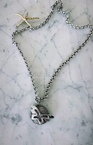Silver statement  medallion necklace 925