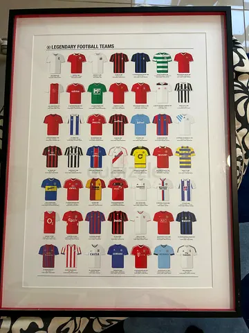 Framed Legendary Football Teams Print — Collection of Classic Kits