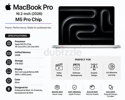 Apple MacBook Pro 16” M5 Pro 24GB RAM 1TB SSD