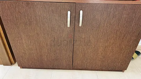 Compact Two-Door Wooden Storage Cabinet - Good Condition