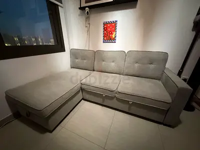Grey L-shaped 3-seater Sofa Bed