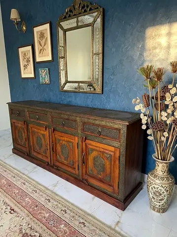 Marina Ornate Wooden Sideboard with Brass Inlay