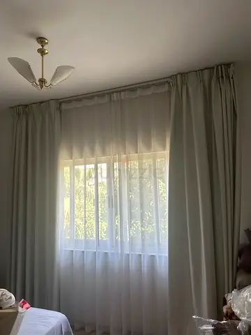 Blackout curtains with chiffon layer set