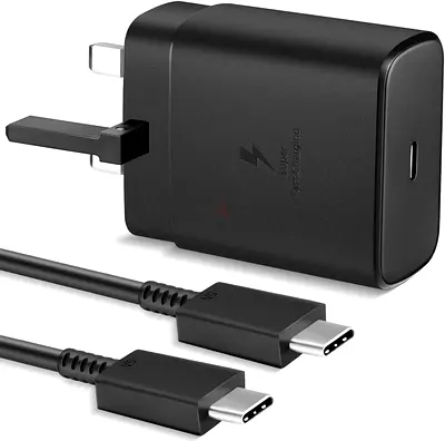 USB-C Fast Charger Wall Adapter with USB-C to USB-C Cable (UK Plug)