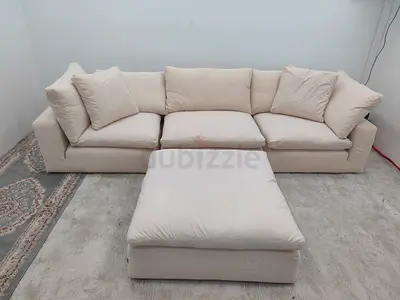 Marina Homes linen luscious cloud feather 🪶 filled modular sofa with ottoman