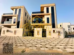 Excellent villa in Al Bahia area, Ajman, with a private pool, distinctive design, freehold ownership
