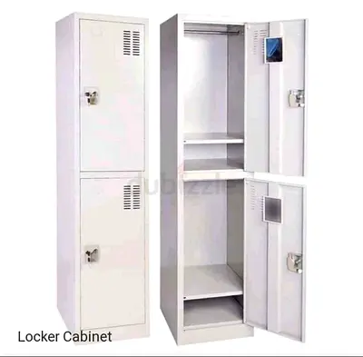 Metal 2-Door Storage Locker Cabinet — White, Good Condition