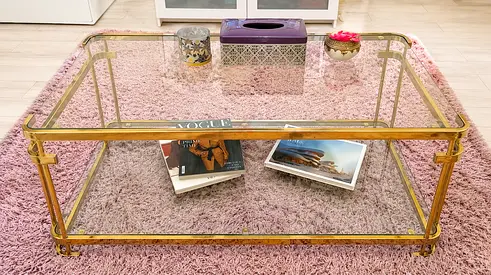Glass Coffee Table with Gold Frame – AED 100
