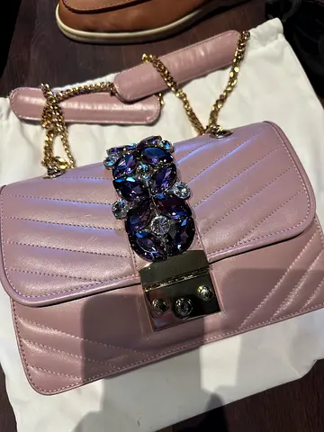 GEDEBE CRYSTAL LEATHER BAG DUSTY PINK