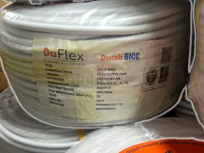 DuFlex Ducab BICC 2x1.5mm2 Flexible Electrical Cable - New Rolls