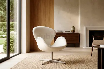 Original Fritz Hansen White Leather Swan Chair