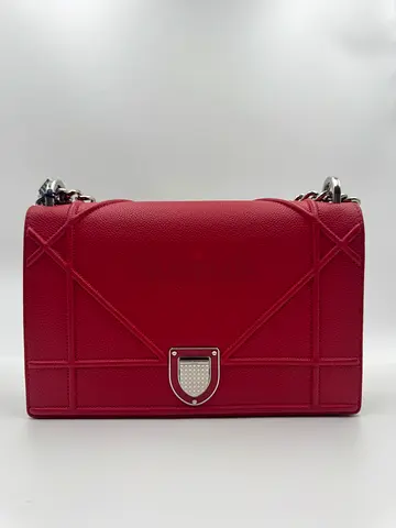 Dior Red Leather Medium Diorama Flap Bag