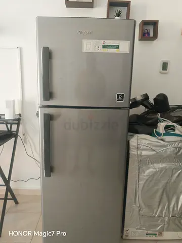 Whirlpool Stainless Steel Double-Door Fridge - Good Condition
