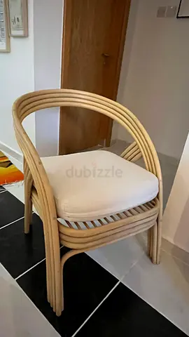 Rattan Accent Chair with Removable Cushion - Light Beige