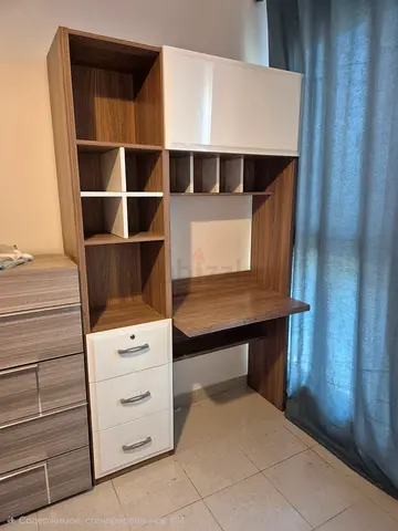 Used wooden study desk with shelving and drawers - good condition