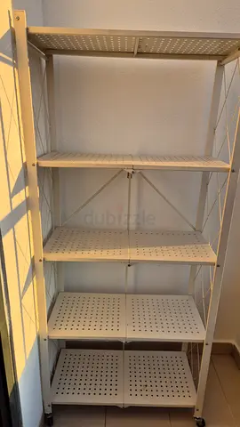 White Metal Shelving Unit with wheels  lock- 5 Tier Storage Rack