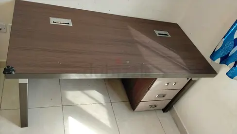 Wooden Office Desk with 2-Drawer Pedestal — Good Condition, HEIGHT-80 , WIDTH-160, DEPTH-76