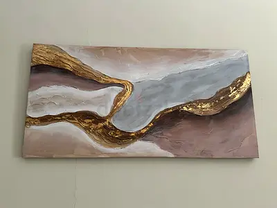 Abstract Gold  Neutral Textured Wall Art Canvas (Large)