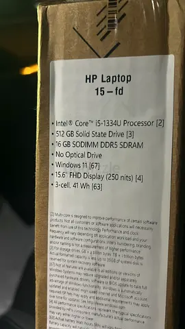 HP Loptop 15-FD core i5 13 generation 16GB ram 512GB