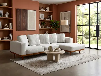 West Elm L Shape Original Sofa Beige Excellent Condition