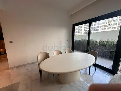 Oval Marble Dining Table with 4 Upholstered Chairs - Modern Set