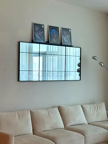 Large Rectangular Wall Mirror with Black Frame
