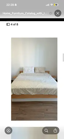 Wooden Platform Double Bed Frame with Headboard - Good Condition plus mattress