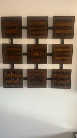 Vintage Wooden Wall Art Panel - Set of Nine Tiles