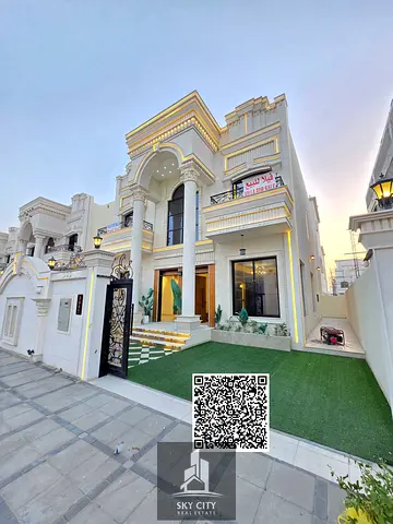 للبيع : فيلا كلاسيك بسعر شامل رسوم التسجيل والتملك بمنطقه الحليو 2 _ عجمان ( طابقين + روف ) مقابل حديقه الحميديه علي شارع الشيخ محمد بن زايد مباشره