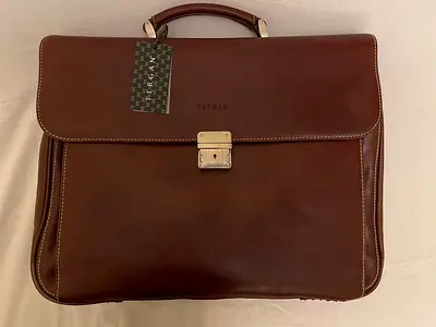 Brown Leather Tegani Briefcase - Excellent Condition