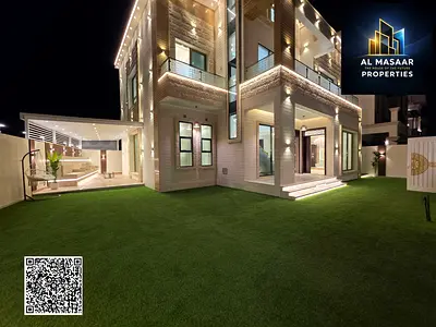 Luxury corner villa with 6 master bedrooms and a rooftop terrace. Includes registration fees and a large garden. Residential/commercial use. Excellent location behind Al Qabail Mall and directly on Mo