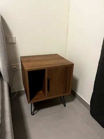 Modern Wooden Nightstand with Metal Legs