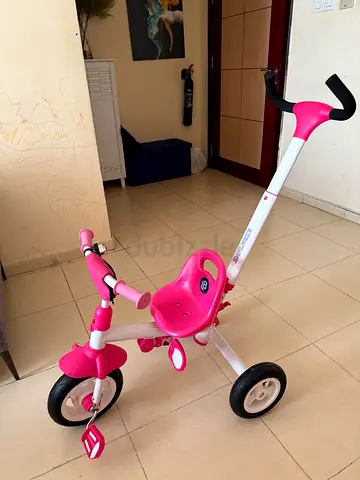 Pink 3-Wheel Toddler Tricycle with Push Handle - Good Condition