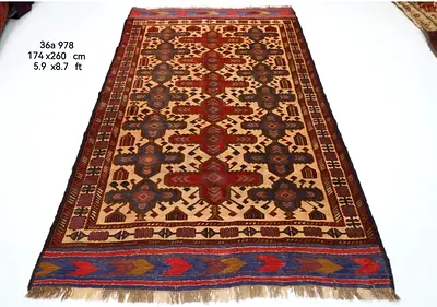 Afghan Handmade Rectangular Rug kilim carpet. Living room kilim rug