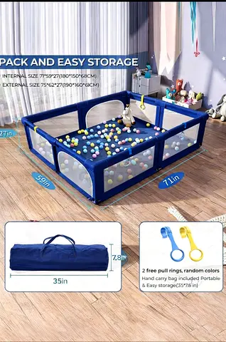 Playpen fance For Toddlers, Extra Large Baby Playard with Gate, 150 x 180 cm Infant Safety Activity