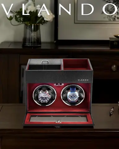 Vlando Double Watch Winder and Storage Box - Black/Red (Like New)